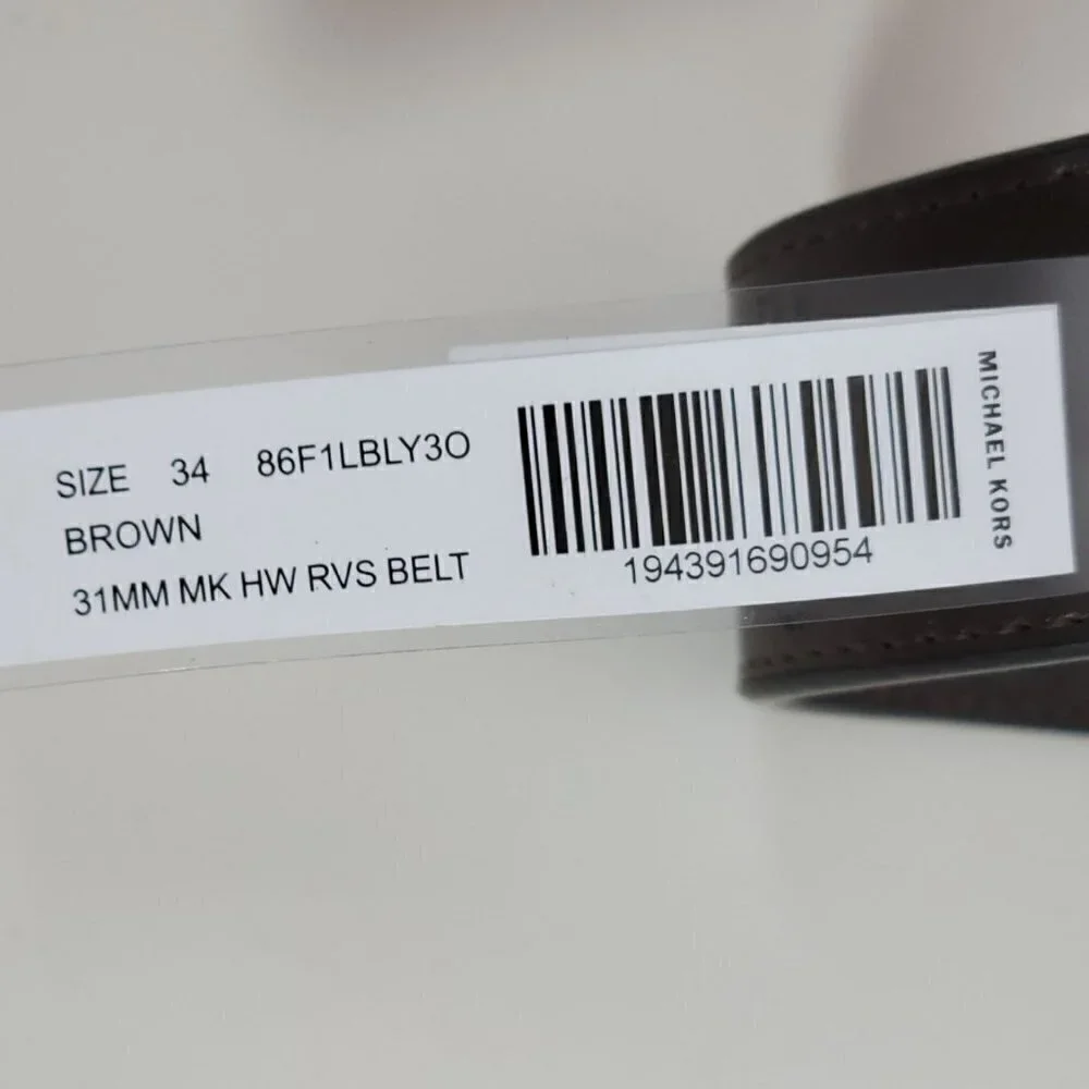 Michael Kors Signature Belt, Reversible Logo Brown/Plain Brown Size 34 or M
